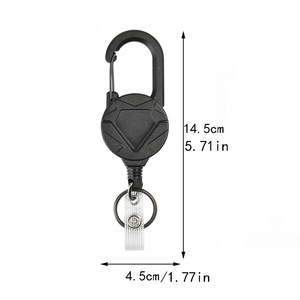 Manufacturer's Diamond Curved Steel Wire Rope Badge Reel Heavy Duty Carabiner Black <b>Webbing</b> Lanyard ID Rope Set - Product Image 4