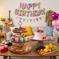 Plateau à dessert en bois écologique avec support pour gobelets, idéal pour les mariages, les fêtes et les événements - Qualité alimentaire