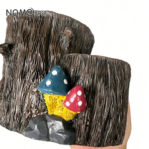 NOMOYPET Nouveau Design Résine Souche d'Arbre Artificielle Reptile Cacher Cave Abri avec Plat D'alimentation - Product Image 4
