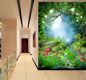 Papel Tapiz Vinílico/PVC 3D 18D Impermeable, <span class=keywords><strong>Bosque</strong></span> de Fantasía, Hongos Mágicos, Faroles Brillantes, Paisajes Naturales, Murales para Sala de Estar, Dormitorio, Habitación Infantil - Product Image 2
