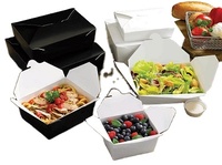 Boîte à emporter biodégradable jetable en kraft noir pour le déjeuner Récipient à emporter écologique pour restaurant Emballage de type dossier