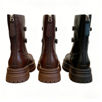 Bottes Western Femme Personnalisées OEM ODM à Talon Carré Épais, Plateforme, Style Moto, Mi-Mollet, Rétro, Logo Personnalisé, Tige Ajustable