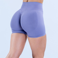 Shorts de yoga taille haute élastique, couleur unie, 4,5 pouces, effet froncé fessier, sans couture, extensible dans quatre directions, pour femme, gym, fitness, entraînement, cyclisme