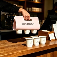 Support de tasses à café jetable en papier à double paroi, écologique, personnalisé, pour 1/2/3 tasses, prêt à l'emploi, avec poignée