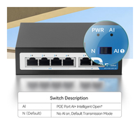GIANTECH Switch de Red POE de Alta Calidad con 6 Puertos, Modo IA, No Administrado, IEEE802.3af/at, Alto Rendimiento Empresarial, 4 Puertos RJ45 de 100Mbps