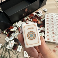 Ensemble de Mahjong américain de luxe en acrylique tortue à 4 couches, tuiles de Mahjong Dynastie Reverie Dragon Crane avec accessoires en option