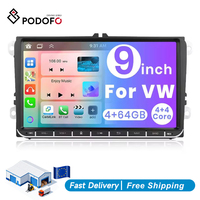 Podofo 9'' 4+64GB Autoradio CarPlay Android Auto GPS/WiFi/BT/FM/RDS pour VW PASSAT /GOLF /JPOLO /TOURAN /SEAT/ALTEA