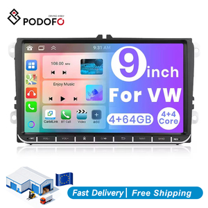 Podofo 9'' 4+64GB Autoradio CarPlay Android Auto GPS/WiFi/BT/FM/RDS pour VW PASSAT /GOLF /JPOLO /TOURAN /SEAT/ALTEA - Product Image 1
