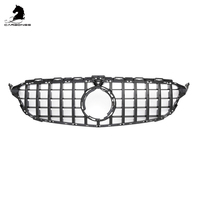 Grille de pare-chocs avant de style GT pour Mercedes W205 2019-2022 avec caméra chrome noir