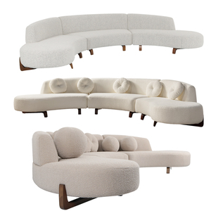 Ensemble de meubles design, style moderne, luxe minimaliste, salon, canapé d'angle modulaire en tissu Cloud - Product Image 1