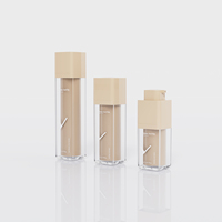 Flacon pompe sans air de luxe en PP de 15 ml, 30 ml, 50 ml, forme carrée/ronde, couleur personnalisable, emballage pour parfum, lotion, shampoing