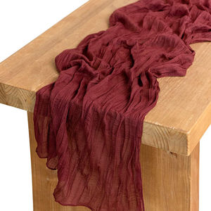 Chemin de table en polyester 100% tissé, couleur personnalisable, style Wabi-Sabi, élégant, simple, en toile de jute, pour la maison, mariage, Noël - Product Image 6
