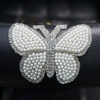 Nouveau fer sur Badge papillon blanc perle strass patchs 3D fer-sur Design Applique pour vêtements