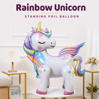 Ballon en feuille de Mylar BLN 3D Licorne Debout Arc-en-ciel Dessin Animé pour Filles Anniversaire Baby Shower Décoration de Fête pour Enfants en Classe
