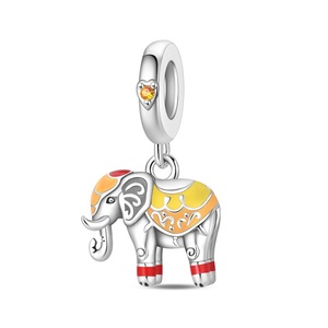 Pendentif attrayant en forme d'animal (éléphant, <span class=keywords><strong>chat</strong></span>, cygne) en zircon plaqué argent, perle pour bijoux, accessoires de bracelet DIY unisexe. Nouveau - Product Image 5