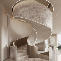 Escalier courbé sur mesure avec marches en pierre, marbre et granit, marches d'escalier en arc pour la décoration intérieure de villa