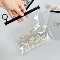 Pochette en plastique transparente avec logo doré personnalisé, sac en plastique durable, emballage pour cosmétiques, bijoux, petit sac à fermeture éclair en PVC transparent