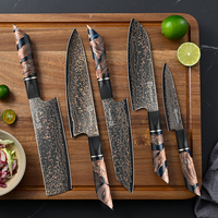 Juego de Cuchillos de Cocina de Acero Damasco con Núcleo VG10, Estilo Japonés, Cuchillo Multiusos, Cuchillo para Carne y Cuchillo de Cocina