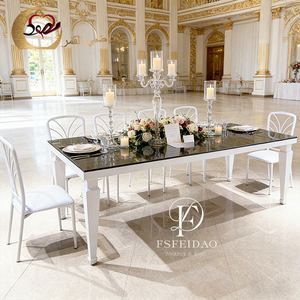 Events Dining Used White Metal Frame Banquet Hall <b>Party</b> <b>Table</b> Wedding - Product Image 5