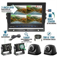 Système DVR pour camion 4 canaux 7 pouces haute luminosité 700 nit | 1080P Max 256 Go SD | Caméra de recul étanche CE FCC RoHS avec fonction Time Lapse pour le stationnement