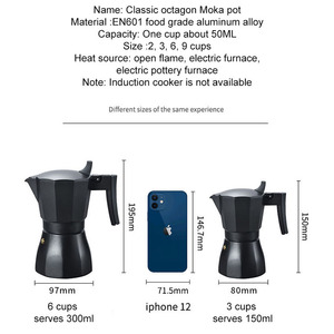 Cafetera Clásica de Cocina, Cafetera Moka de Aleación de Aluminio para Preparar Café Italiano y Cubano - Product Image 4