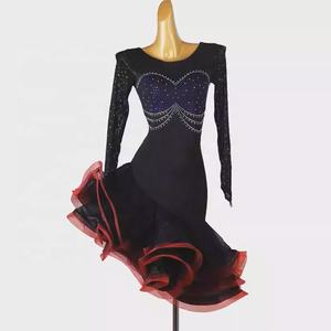 Robe de danse latine à trois niveaux et jupe ample, costume de compétition professionnel pour la rumba, le cha-cha et le jive - Product Image 2