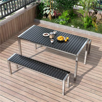 Conjunto de Mesa y Sillas Multifuncional para Exteriores, Resistente a la Corrosión y a los Rayos UV, Diseño Moderno y Sencillo para Jardín, Patio o Balcón