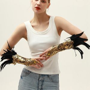 Sarung Tangan Pertunjukan Sarung Tangan Bulu Renda Cosplay Pesta Liburan Aksesori Kostum Tari Rave - Product Image 6