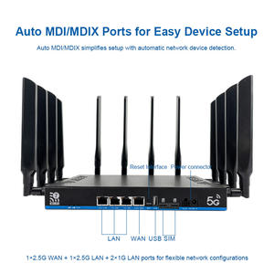 Nuevo 1GB DDR4 NSA/<span class=keywords><strong>SA</strong></span> Mimo 4*4 Wifi7 tribanda 2,4G y 5,8G y 6G 19000Mbps 5g Módem Ranura SIM dual Enrutador empresarial VPN Oficina en casa - Product Image 3