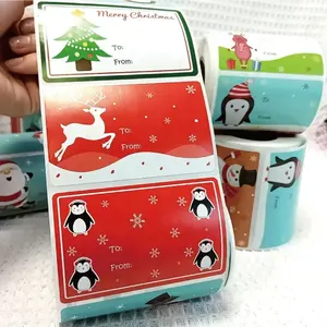 En stock autocollant de Noël autocollant ornement cadeau autocollants Noël dessin animé étiquette rouleau
