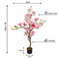 Plante artificielle en pot de magnolia en PEVA avec logo personnalisé, toucher réel, simulation de bonsaï pour la décoration de mariage et de bureau (vente en gros)