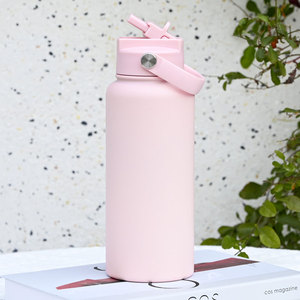 New 32oz Food Grade 4-in-1 Straw Lid Water Bottle 1000ml Vacuum Insulated Travel <b>Mug</b> for Camping Fishing - Product Image 1