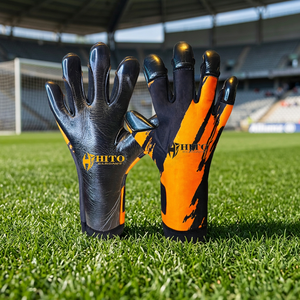 Gants de gardien de but de football personnalisés noir et orange avec latex allemand de 4 mm, coupe négative, néoprène sublimé - Product Image 6