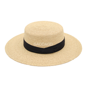 Tùy Chỉnh Mũ Rơm Đơn Giản Đa-Màu Sắc Thân Thiện Với Môi Raffia Rơm Boater <span class=keywords><strong>Hat</strong></span> Mũ Mặt Trời - Product Image 4