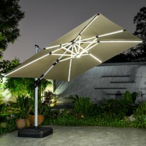 OEM Impermeable 3M Radii LED Luz Logo Impreso Jardín al aire libre Paraguas Gran Patio Gimnasio <span class=keywords><strong>Hotel</strong></span> Comedor Parque Playa Uso - Product Image 2