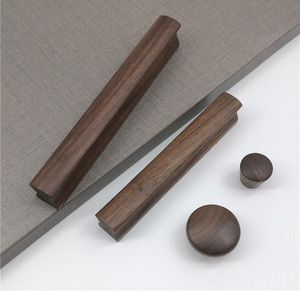 Walnut Simple Modern Solid Wood <strong>Pull</strong> Handle <strong>Light</strong> Luxury Retro Brass Cabinet Door &amp; Dresser Drawer <strong>Pull</strong> for Bedroom Kitchen Use - Product Image 5