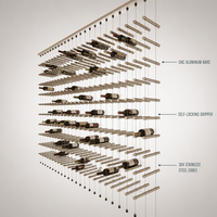 Système de suspension mural pour bouteilles de vin en acier inoxydable argenté, écologique, à hauteur réglable, pour la maison
