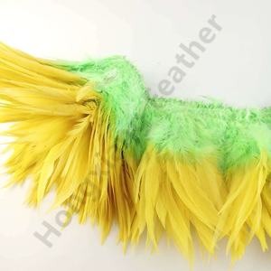 Vente en gros bon marché 2 tons couleurs 6-8 pouces Coq Selle Plume Strung Coque Plumes enfilées pour carnaval - Product Image 5