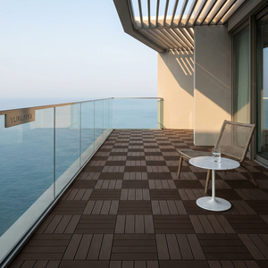 Dalles de terrasse en WPC emboîtables 300x300mm, revêtement de sol extérieur composite imperméable et résistant aux UV pour balcon et patio de jardin - Product Image 3