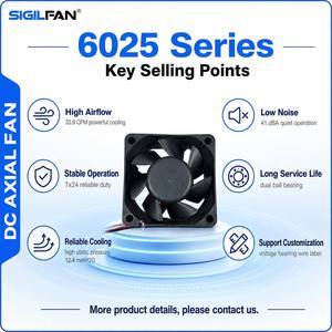 พัดลมระบายความร้อนอุปกรณ์โทรคมนาคม SIGILFAN 60x60x25 มม. 6025 <span class=keywords><strong>12V</strong></span> 24V 48V ลูกปืนคู่ ความเร็วสูง FG ซิกแนล พัดลมแบบไร้แปรงถ่าน - Product Image 2