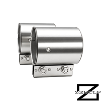 Collier de serrage d'échappement en acier inoxydable 304 poli miroir, à joint bout à bout, avec bride à encoches larges et boulon, pour réparation de tuyau de turbo, de downpipe, de silencieux et de catalyseur