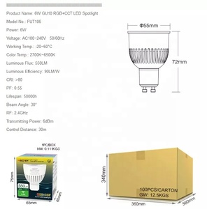 <span class=keywords><strong>6W</strong></span> 550lm Gu10 Đèn Giữ Bóng Đèn RF Điều Khiển Từ Xa Đèn <span class=keywords><strong>LED</strong></span> Có Thể Điều Chỉnh Độ Sáng RGB CCT Đèn Chiếu Điểm - Product Image 4