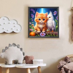 Pintura <span class=keywords><strong>de</strong></span> Diamantes 5D Acrílica Redonda Completa <span class=keywords><strong>de</strong></span> 30*30cm para Decoración del Hogar, Diseño <span class=keywords><strong>de</strong></span> <span class=keywords><strong>Loro</strong></span> y Gato, para Decoración <span class=keywords><strong>de</strong></span> Paredes - Product Image 4