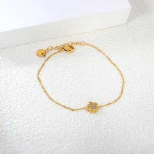 Tarnish Free Waterproof Jewelry Elegant Zircon Flower <b>Bracelet</b> Women Stainless Steel 18k Gold Plated <b>Adjustable</b> Charm <b>Bracelet</b> - Product Image 1
