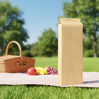 Sachet en plastique de qualité alimentaire à soudure centrale pour emballage de 500g de grains de café, avec valve de dégazage unidirectionnelle et impression tampon pour l'humidité