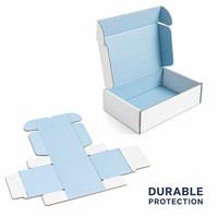 Emballage cadeau pliable en carton ondulé bleu personnalisé avec plateau en papier fixe, boîte de carton d'expédition