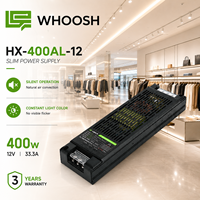 Alimentation LED sans ventilateur WHOOSH Slim 400W 12V 33.3A IP20 pour intérieur, CA 220V, pour enseignes lumineuses ultra-minces