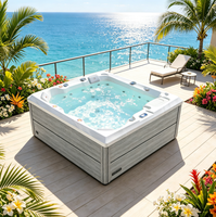 Bain à remous pour 5 personnes avec 2 chaises longues - Système de contrôle Balboa haute efficacité avec double isolation et chauffage rapide pour climats froids.