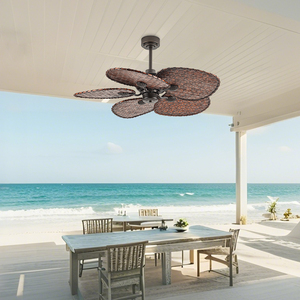 Outdoor Decorative <strong>Ceiling</strong> <strong>Fan</strong>, 5-blade Rattan Outdoor <strong>Ceiling</strong> <strong>Fan</strong>, Retro <strong>Ceiling</strong> <strong>Fan</strong>, <strong>Remote</strong> <strong>Control</strong> - Product Image 1