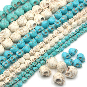 Tête de squelette turquoise perles dispersées accessoires de bricolage tête de fantôme de pin explosif perles de matériau semi-fini - Product Image 1